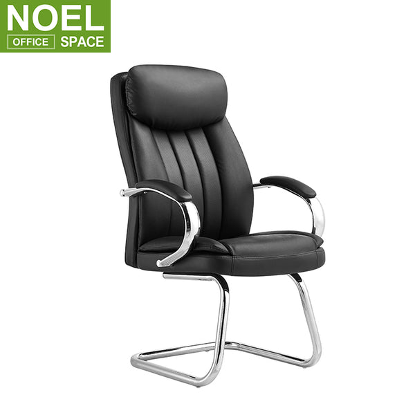 Diego-V, Wholesale fashionable modern black leather training office chrome metal armrest chair