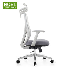 Fanny-H (Grey), New Product Fixed Lumbar Support Ergonomic Mesh Office Chair 2D Headrest Multifunctiona 3D Armrest Fashion Unique Design With PU Nylon Castors