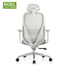 Fanny-H (Grey), New Product Fixed Lumbar Support Ergonomic Mesh Office Chair 2D Headrest Multifunctiona 3D Armrest Fashion Unique Design With PU Nylon Castors