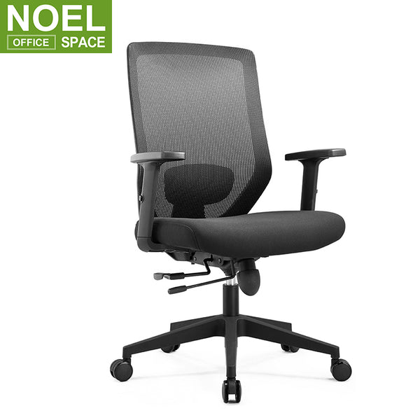 Joy-M, Strong quality factory direct mid back black ergonomic mesh office task chair with seat sliding