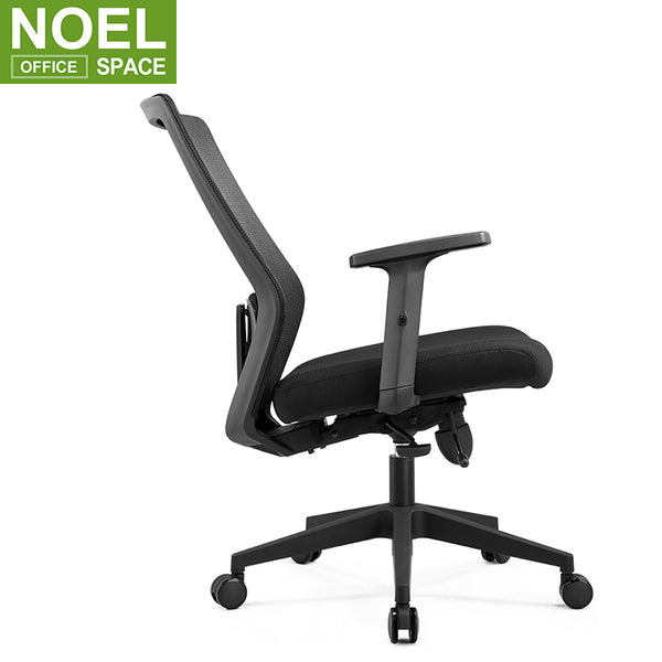 Joy-M, Strong quality factory direct mid back black ergonomic mesh office task chair with seat sliding