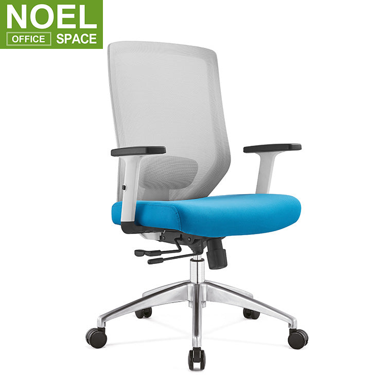 Joy-M, Blue mid back chair for office mesh chair for staff with adjustable armrest