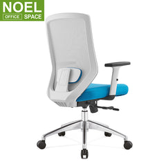 Joy-M, Blue mid back chair for office mesh chair for staff with adjustable armrest