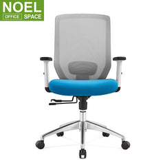 Joy-M, Blue mid back chair for office mesh chair for staff with adjustable armrest