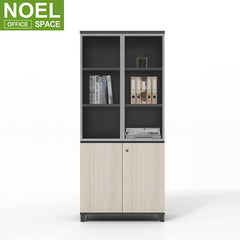 Cheap Executive Office Furniture Wooden Fitment Laminate Filing Cabinet With Glass Door