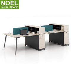 4 person cubicle office laptop workstation with aluminium legs sharing cabinet