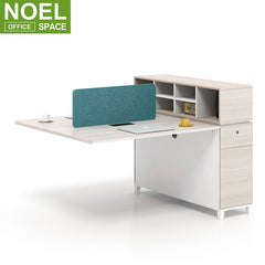 Cheap modular office staff computer work desk workstation with file cabinet four person working workspace