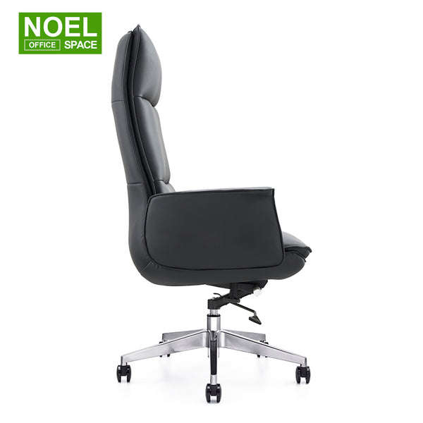 Kathie-H (Black), Fixed Armrest High Back Executive Boss PU Office Chair Relience Simple Fashion Design