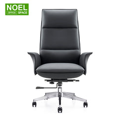 Kathie-H (Black), Fixed Armrest High Back Executive Boss PU Office Chair Relience Simple Fashion Design