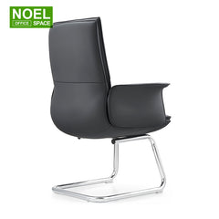 Kathie-V (Black), Fixed Armrest Mid Back Executive PU Visitor Chair Stability For Various Space Fashion Comfortable Design