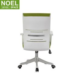 Leslie-M, Fixed white PP with fiber armrest mid back mesh office chair