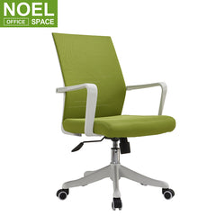 Leslie-M, Fixed white PP with fiber armrest mid back mesh office chair