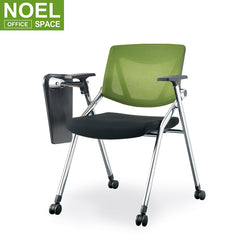 Melody (chrome frame + writing board+ castors),Fabric Conference Chair Mesh Backrest Reception Visitors Fashion Furniture Ergonomic Training Office Chair with Writing Board