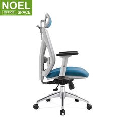 Mike-H (Grey nylon), Comfortable Swivel Style Office Ergonomic Chair Mesh PU Office Chair
