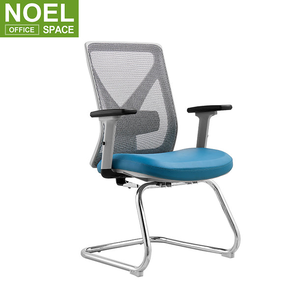 Mike-V (Grey nylon), Mid back conference chair Grey +  blue