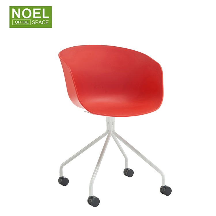 Nata, China new design dining room plastic chairs kitchen room furniture plastic dining chairs PP side chair with wheels
