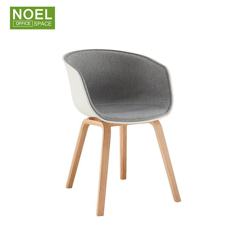 Nata, Half soft upholstery seat plastic PP seat wood leg modern famous nordic dining chair