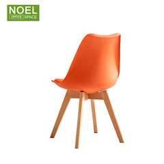 Ned-W, Dining room furniture colorful Modern design plastic pu seat dining chair with wooden legs