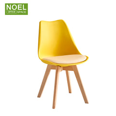 Ned-W, Dining room furniture colorful Modern design plastic pu seat dining chair with wooden legs