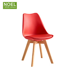 Ned-W, Dining room furniture colorful Modern design plastic pu seat dining chair with wooden legs