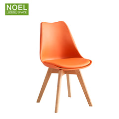 Ned-W, Dining room furniture colorful Modern design plastic pu seat dining chair with wooden legs