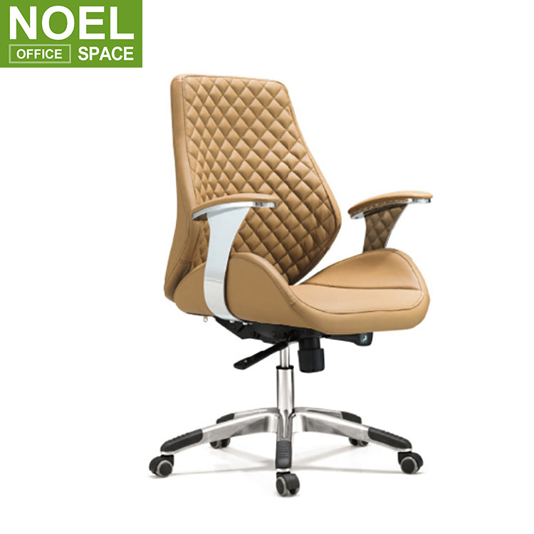 Norvin-M, Factory design modern office executive pu genuine leather upholstered swivel mid back chair