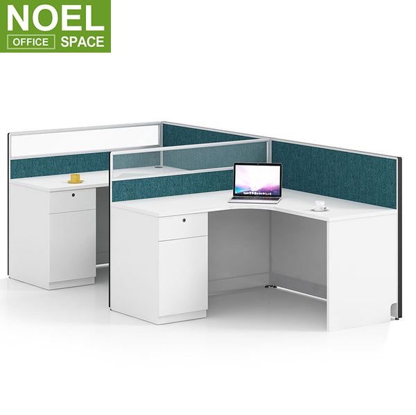 Modern cubicles office workstation 2 person wood computer desk