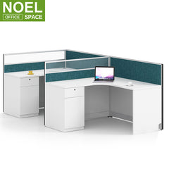 Modern cubicles office workstation 2 person wood computer desk