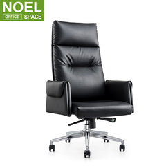 Boss High Back Lounge White PU Leather Designer Office Chair With Casters