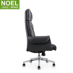 Boss High Back Lounge White PU Leather Designer Office Chair With Casters