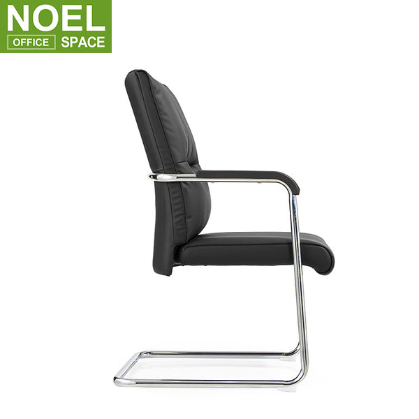 Manager mid back conference room black leather PU office guest chair