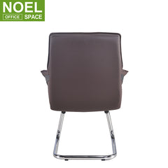 Samson-V, Simple design brown mid back PU leather boss visitor chair with 2.0mm thickness chrome metal frame