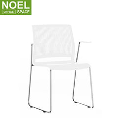 Sunny, Modern White Durable Stackable Plastic Office Training Chair with Armrests