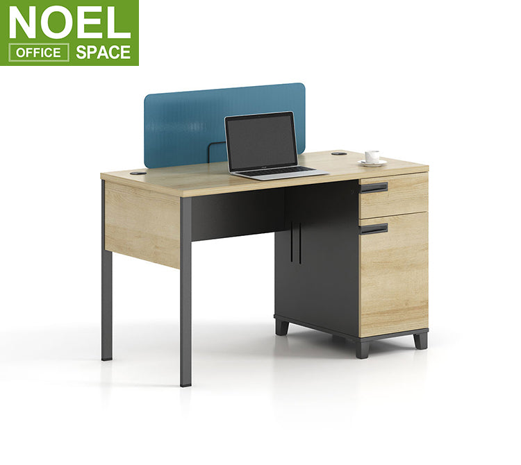 Modern design single seater MFC desk workstation wth storage cabinet