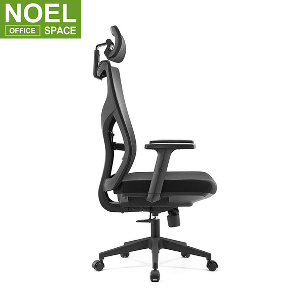 VENON-H, High-Back Swivel Ergonomic Fabric Armrest Office Mesh Chair with Headrest