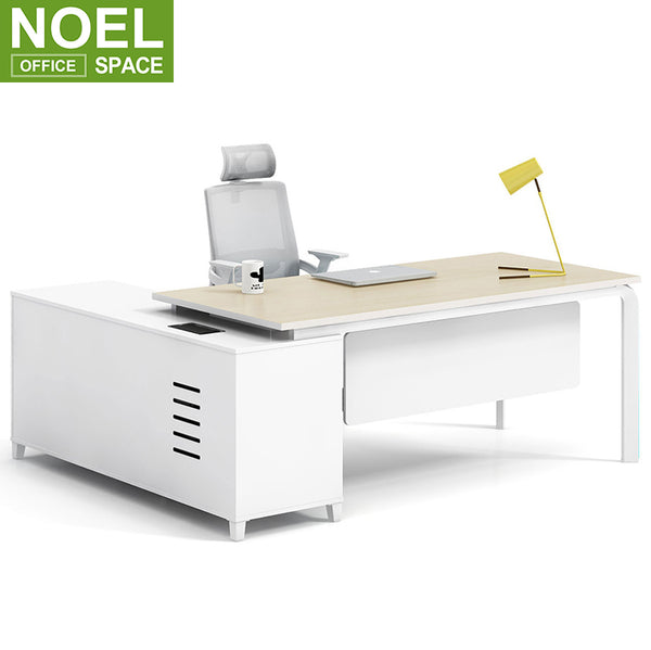 Simple metal frame melamine desktop L shape executive manager office desk manager desk