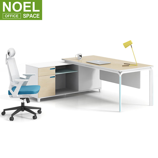 Simple metal frame melamine desktop L shape executive manager office desk manager desk
