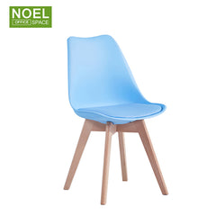 Ned-W, Dining room furniture colorful Modern design plastic pu seat dining chair with wooden legs