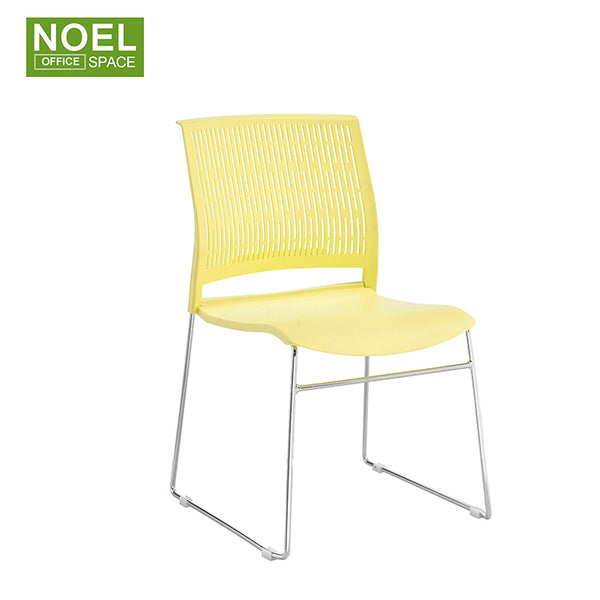 Summer, Dining room Chair PP seat chair and hole back with chromed metal legs