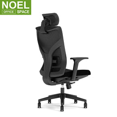 Venon-H (Black PP), High-Back Swivel Ergonomic Fabric Armrest Office Mesh Chair with Headrest